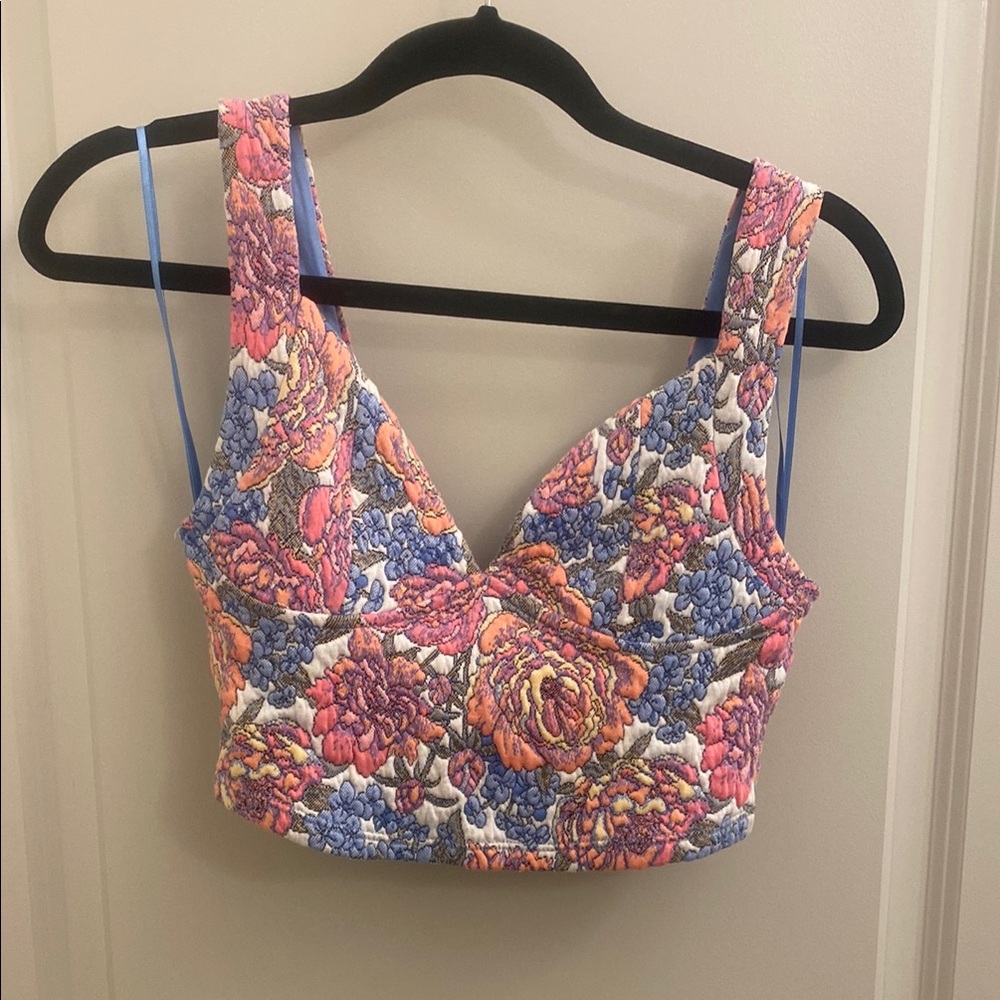 Zara Pink and Orange Bustier Crop Tank Top